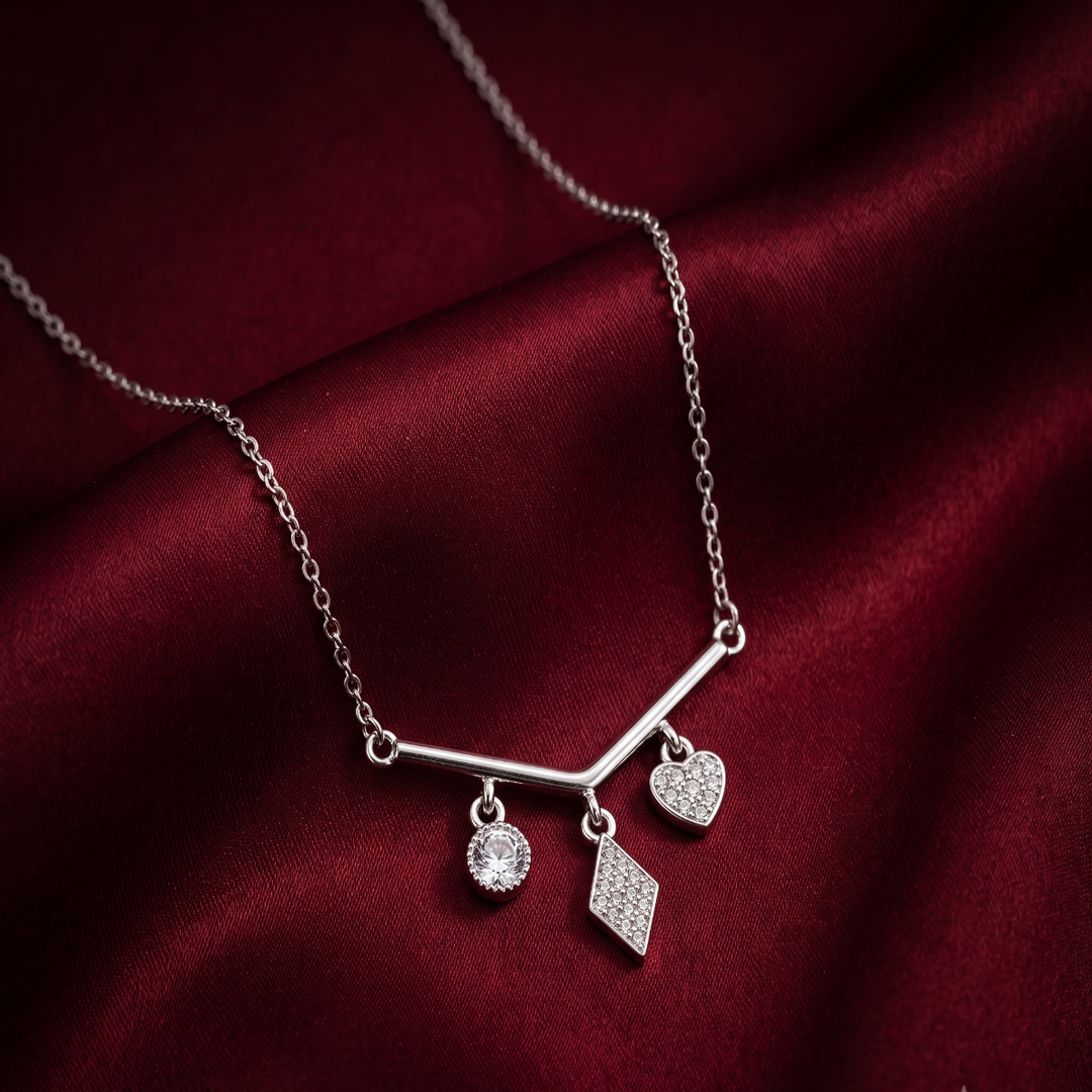 Premium 925 Silver Pendant Necklace with Multi-Charm Design
