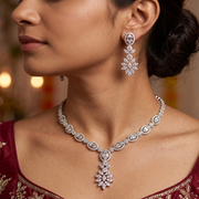 Premium 925 Silver Necklace & Earrings Set for Women