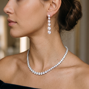 Premium 925 Silver Necklace & Earrings Set for Women