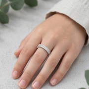 925 Sterling Silver Half Eternity Cubic Zirconia Ring For Women