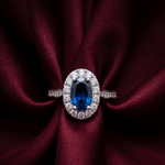 Load image into Gallery viewer, Elegant 925 Sterling Silver Emerald-Cut Red Stone Halo Ring