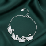 Load image into Gallery viewer, Swan 925 Sterling Silver Bracelet with Adjustable Length