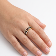 925 Sterling Silver Timeless Black Beads Solitaire Ring