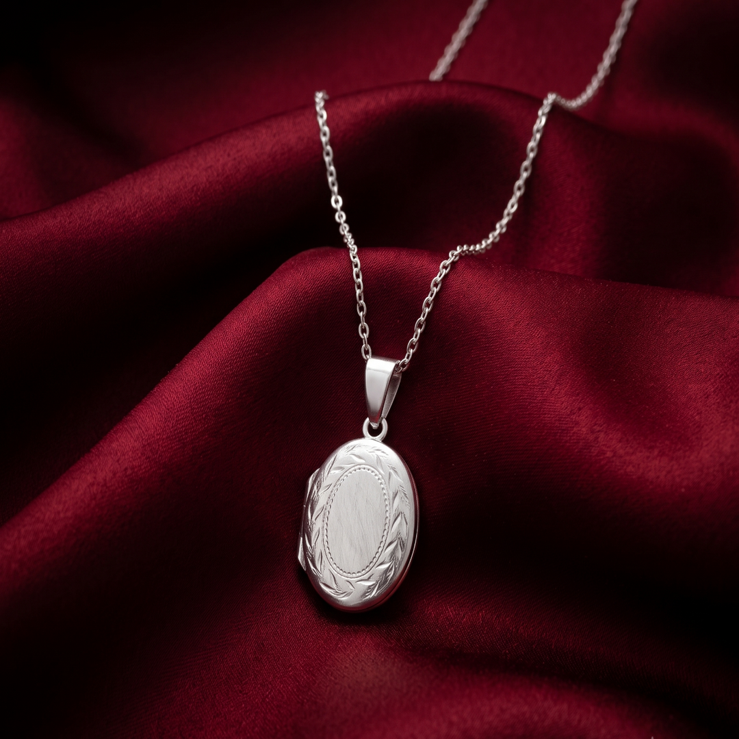Photo Locket Oval Openable Pendant 925 Sterling Silver With Chain