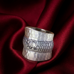 Load image into Gallery viewer, Handmade Hammered Textured with Elephant Motif 925 Sterling Silver Ring (Adjustable Ring Size)