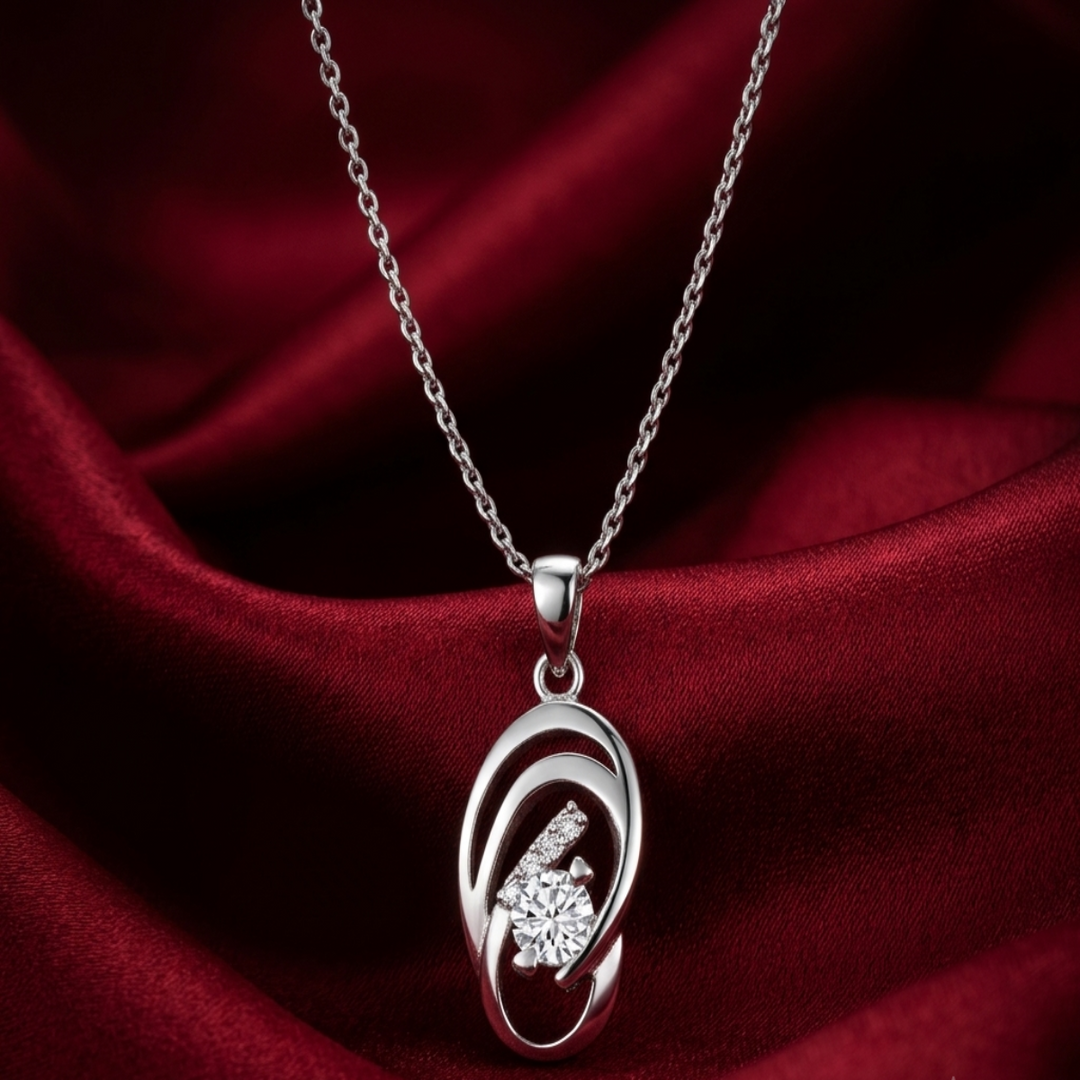 Mrignaini 925 Sterling Silver Pendant with chain  (Chain length 18 inches)
