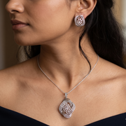 925 Sterling Silver Necklace with Earring Set Studded With Cubic Zircons