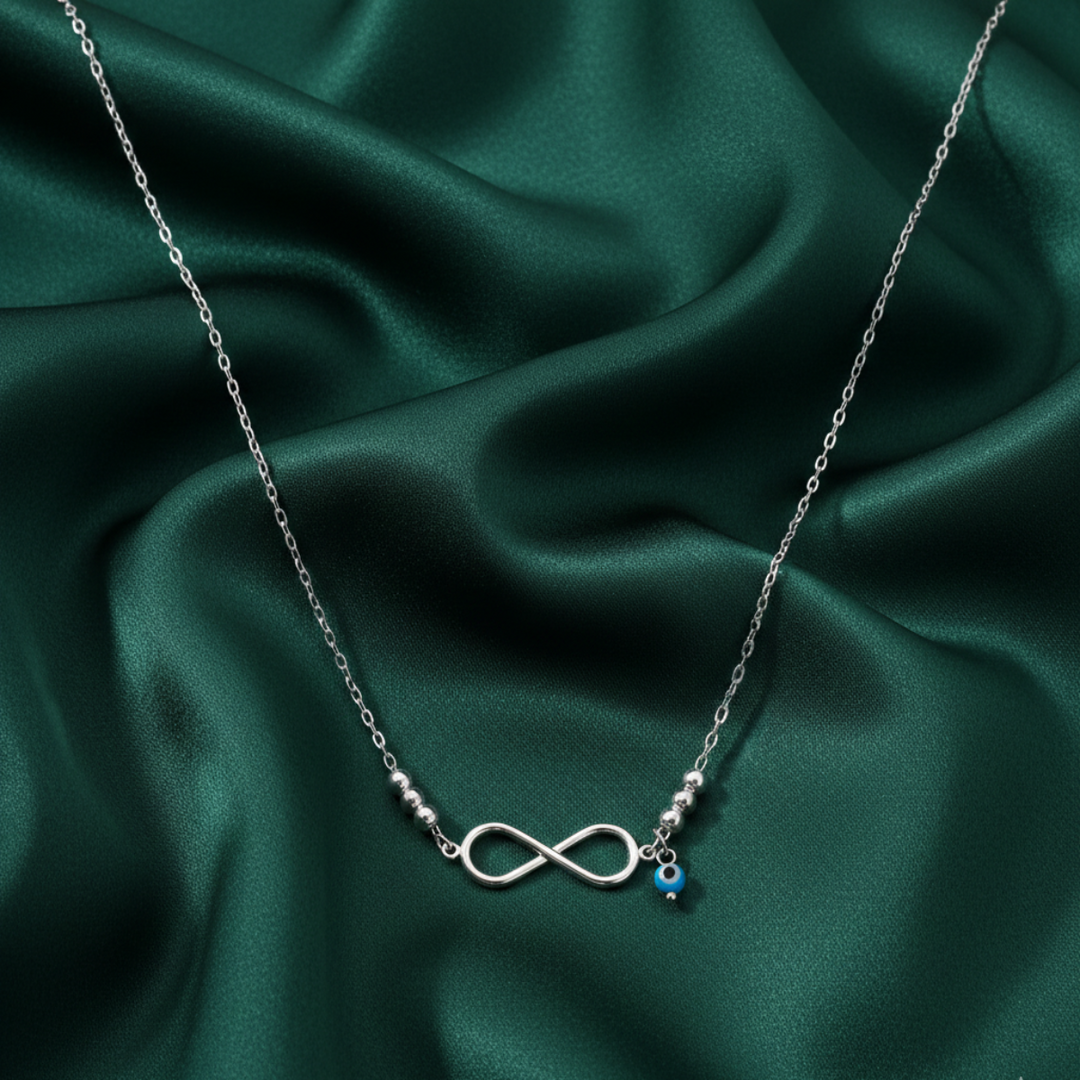 925 Sterling Silver Classic Infinity Pendant Necklace with Adjustable Length
