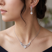 Premium 925 Silver Necklace & Earrings Set for Women