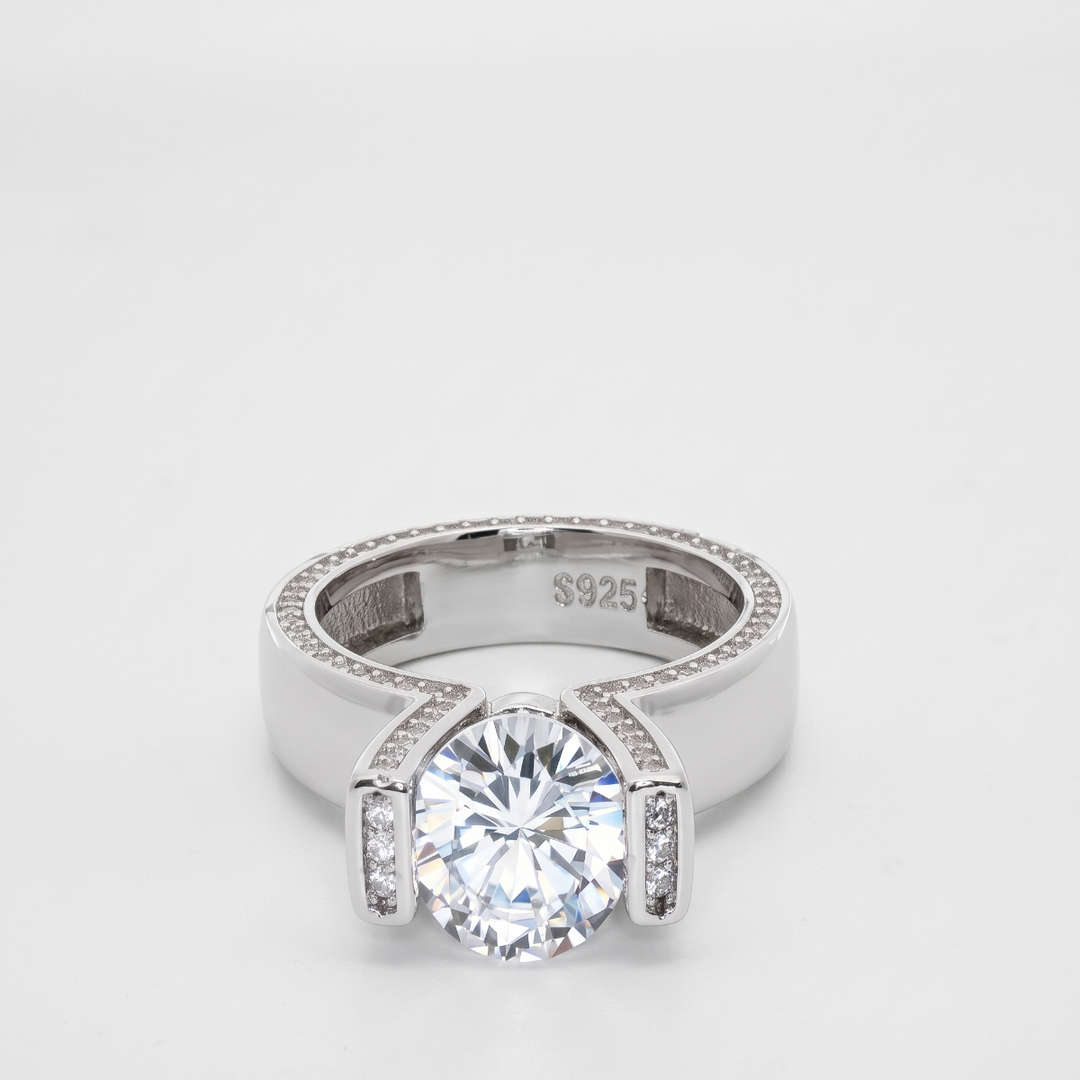 Premium 925 Sterling Silver Solitaire Ring with Sparkling Stone