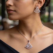 Premium 925 Silver Necklace & Earrings Set for Women