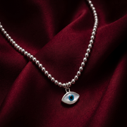 925 Sterling Silver Evil Eye Pendant Necklace with Adjustable Length