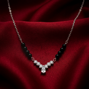 Stylish Crystal Mangalsutra in 925 Sterling Silver Rhodium Plated 9 inches