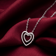 925 Sterling Silver Heart Shape Pendant Necklace with Adjustable Length