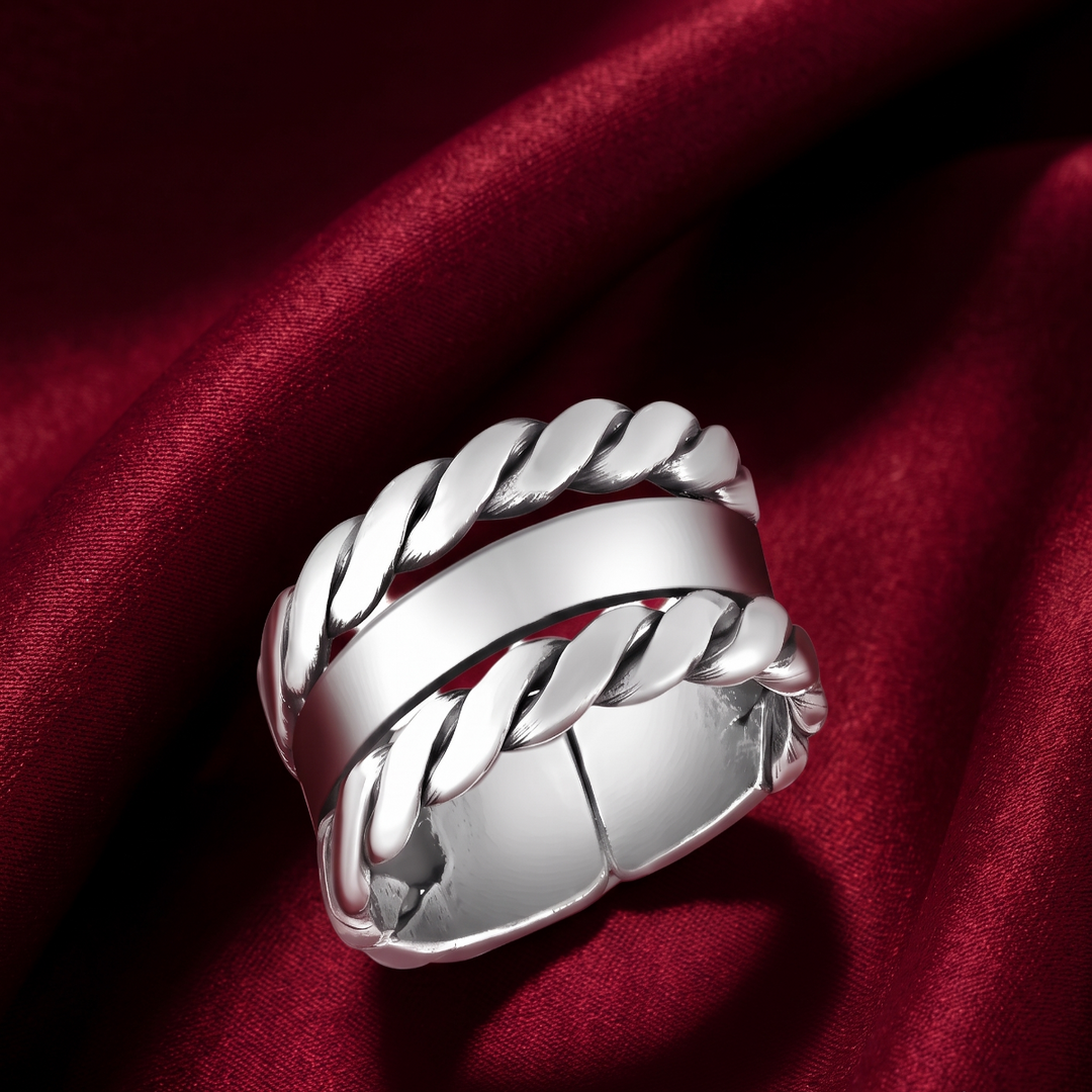 Handmade Men's Chala 925 Sterling Silver Ring - Adjustable Ring Size