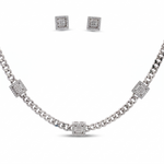 Load image into Gallery viewer, Emerald Shape Timeless 925 Silver Necklace &amp; Earrings Set for Women