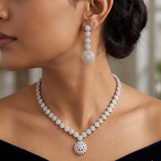 Premium 925 Silver Necklace & Earrings Set for Women