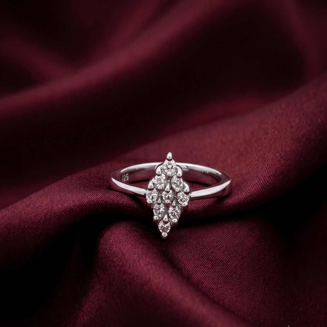 925 Sterling Silver Marquise Shape Sparkling Halo Ring For Women