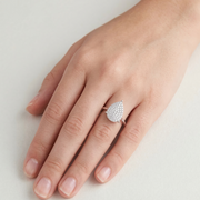 925 Sterling Silver Pear Shape CZ Diamond Ring for Women