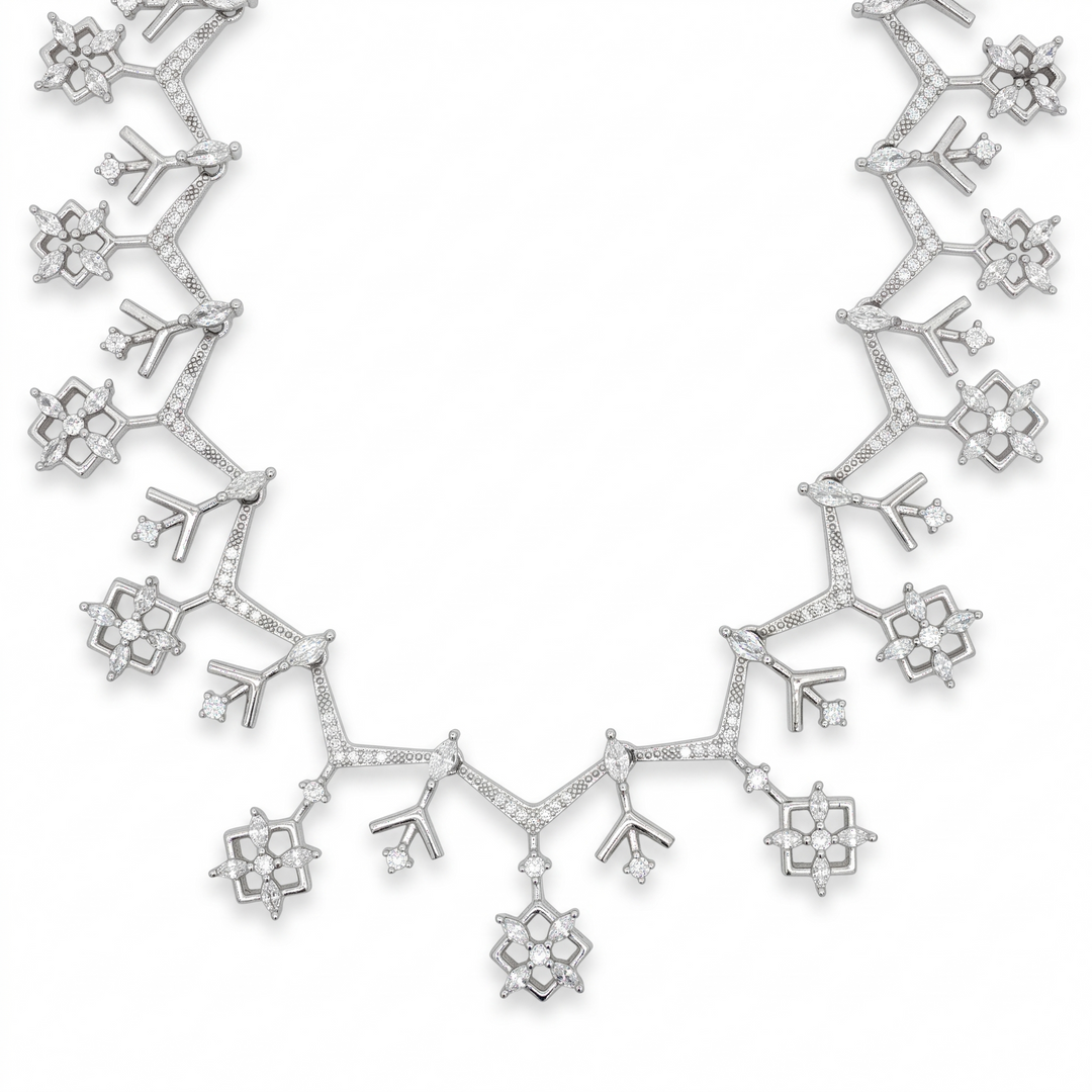 Designer 925 Sterling Silver Necklace & Earrings Set with Sparkling Cubic Zirconia Stones