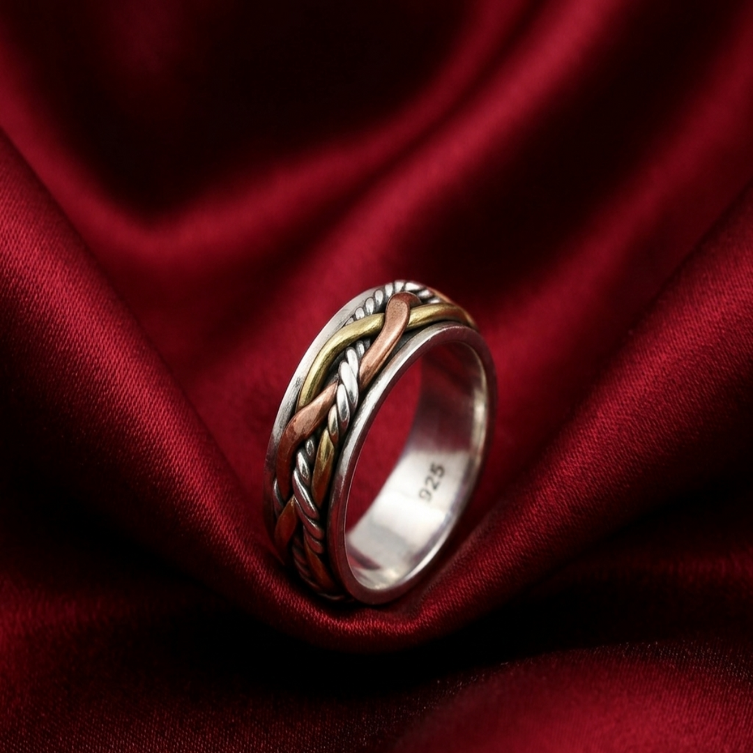 Triad Celtic 3 Tone 925 Sterling Silver Men's Ring