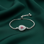 Load image into Gallery viewer, Pink Stone 925 Sterling Silver Bracelet with Adjustable Length