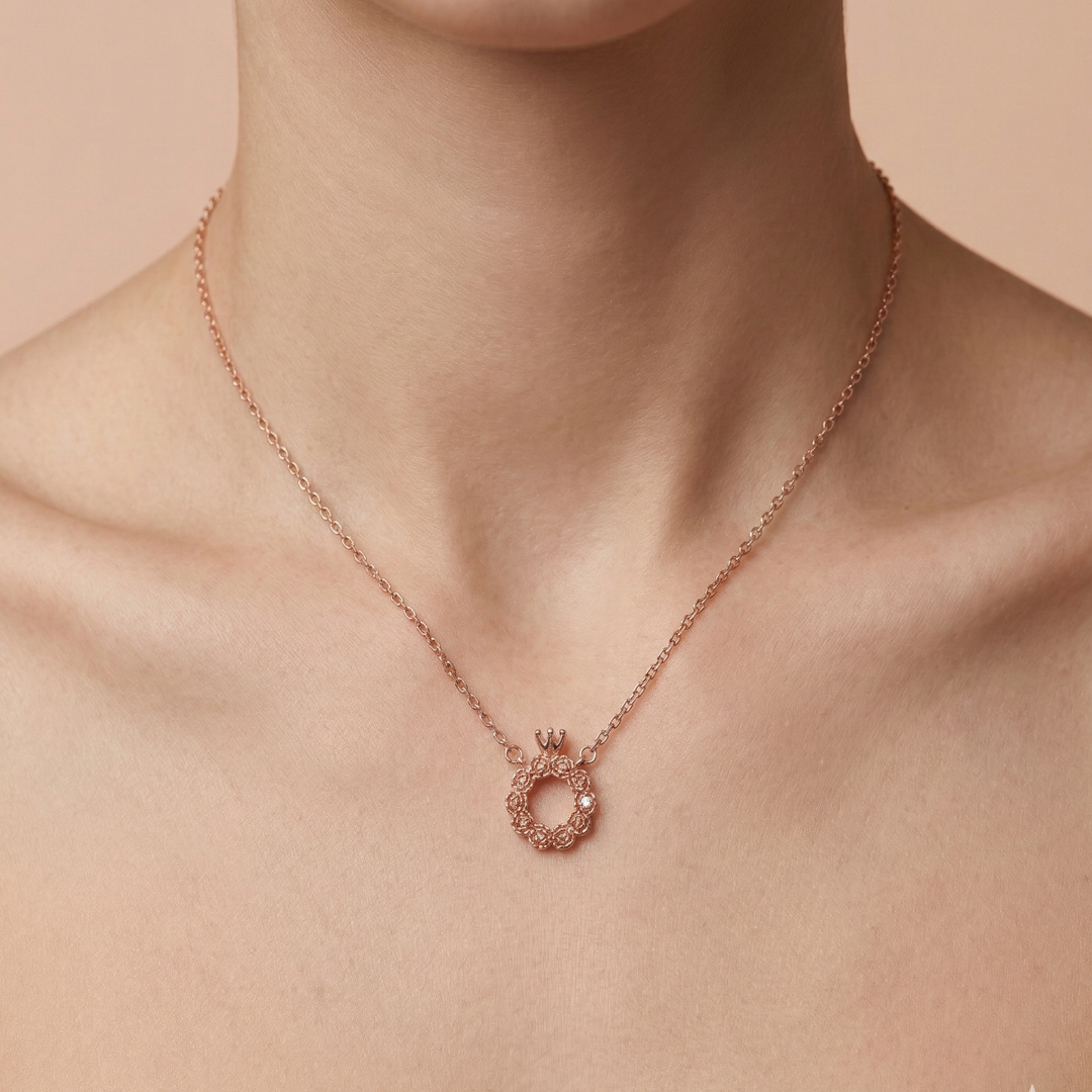 925 Sterling Silver Round Shape Pendant Necklace with Adjustable Length