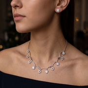 Premium 925 Silver Necklace & Earrings Set for Women