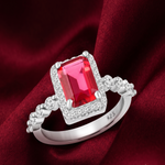 Load image into Gallery viewer, Ruby squre 925 Sterling Silver Ring
