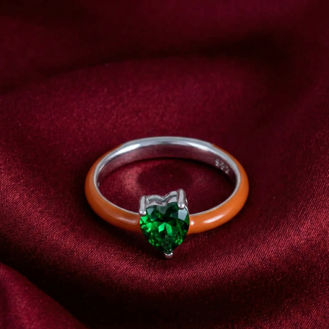 Royal Rainbow Heart  925 Sterling Silver Ring