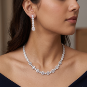 Premium 925 Silver Necklace & Earrings Set for Women