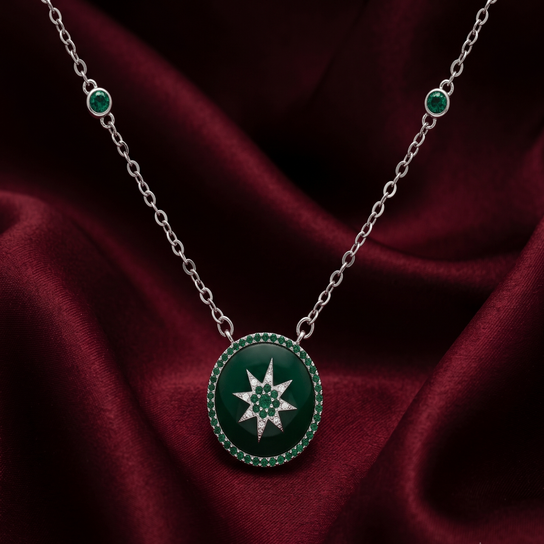 925 Sterling Silver Star Pendant Necklace with Adjustable Length