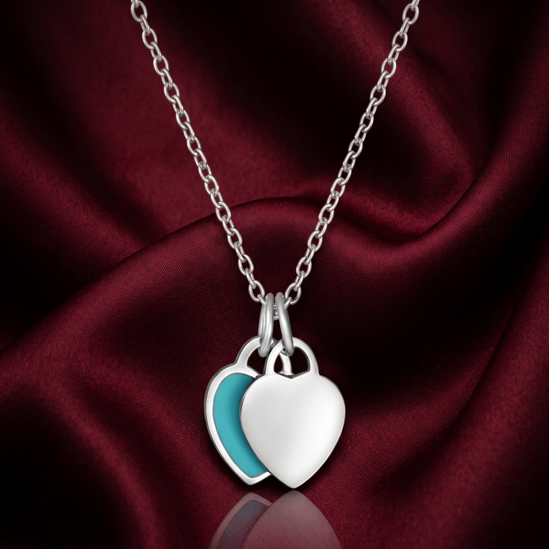 Twin Heart 925 Silver Necklace