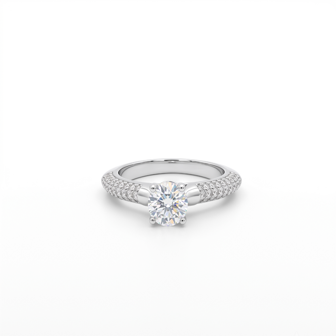 Elegant 925 Sterling Silver Halo Ring with Brilliant Round Cut Stone