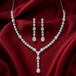 Load image into Gallery viewer, 925 Sterling Silver Necklace with Earring Set Studded With Cubic Zircons