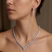 Premium 925 Silver Necklace & Earrings Set for Women
