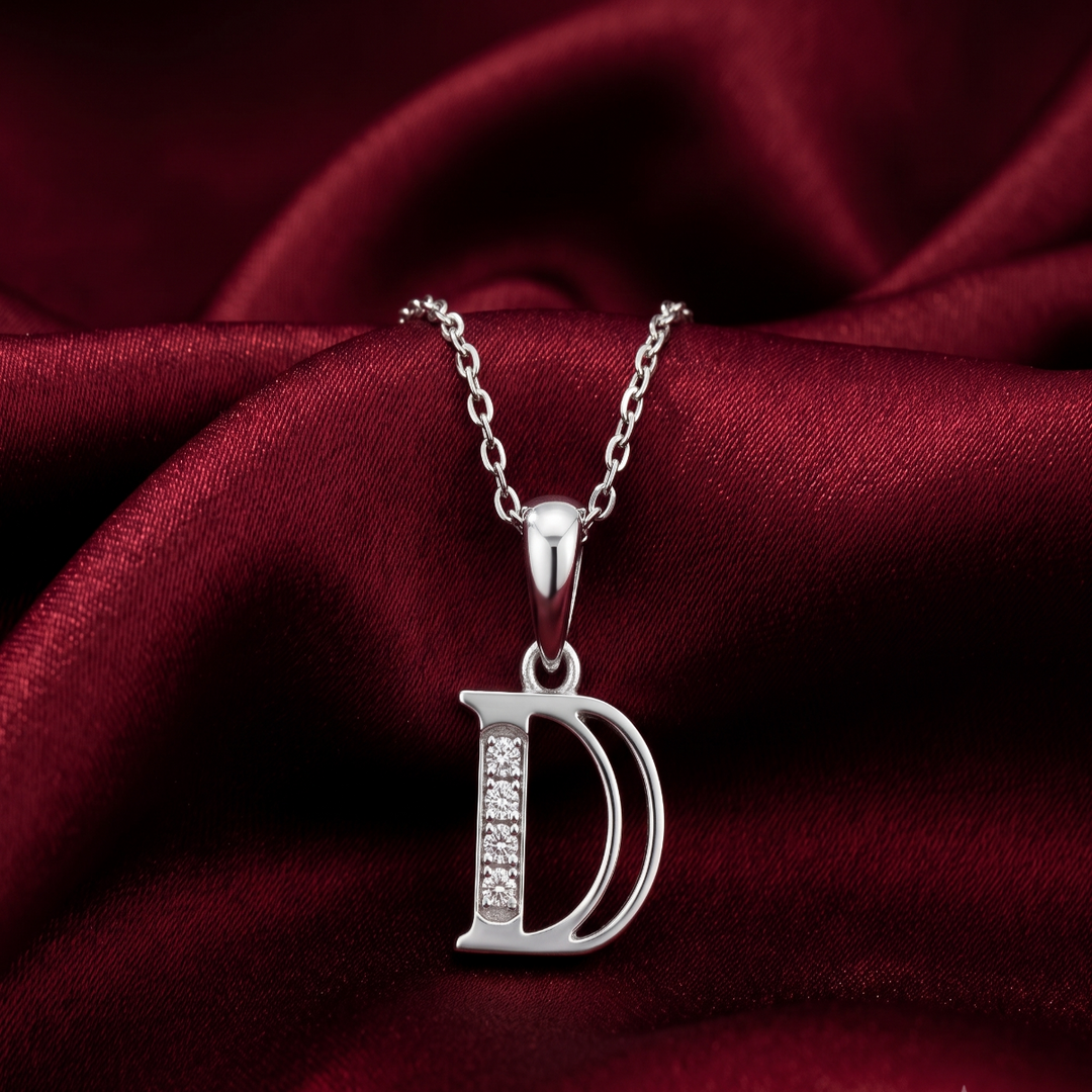 925 Sterling Silver Alphabet D Pendant Chain with Adjustable Length