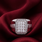 Load image into Gallery viewer, Men’s 925 Silver Diamond-Look Square Statement Ring