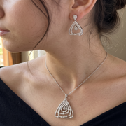 925 Sterling Silver Necklace with Earring Set Studded With Cubic Zircons