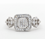 Load image into Gallery viewer, Sparkling 925 Sterling Silver Square Halo Ring with Accent Diamonds