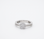 Load image into Gallery viewer, Sparkling 925 Sterling Silver Square Halo Ring with Accent Diamonds