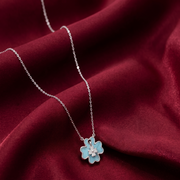 925 Sterling Silver Flower Pendant Necklace with Adjustable Length