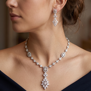 Premium 925 Silver Necklace & Earrings Set for Women
