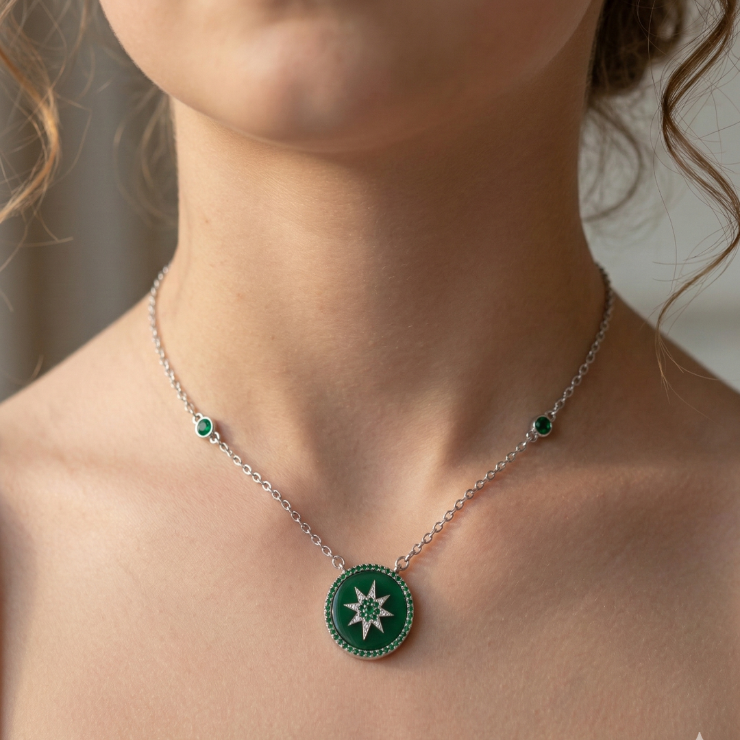 925 Sterling Silver Star Pendant Necklace with Adjustable Length
