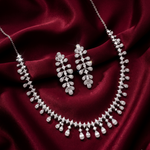 Load image into Gallery viewer, 925 Sterling Silver Designer Necklace Set with Crystal Accents