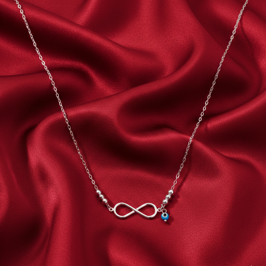 925 Sterling Silver Classic Infinity Pendant Necklace with Adjustable Length