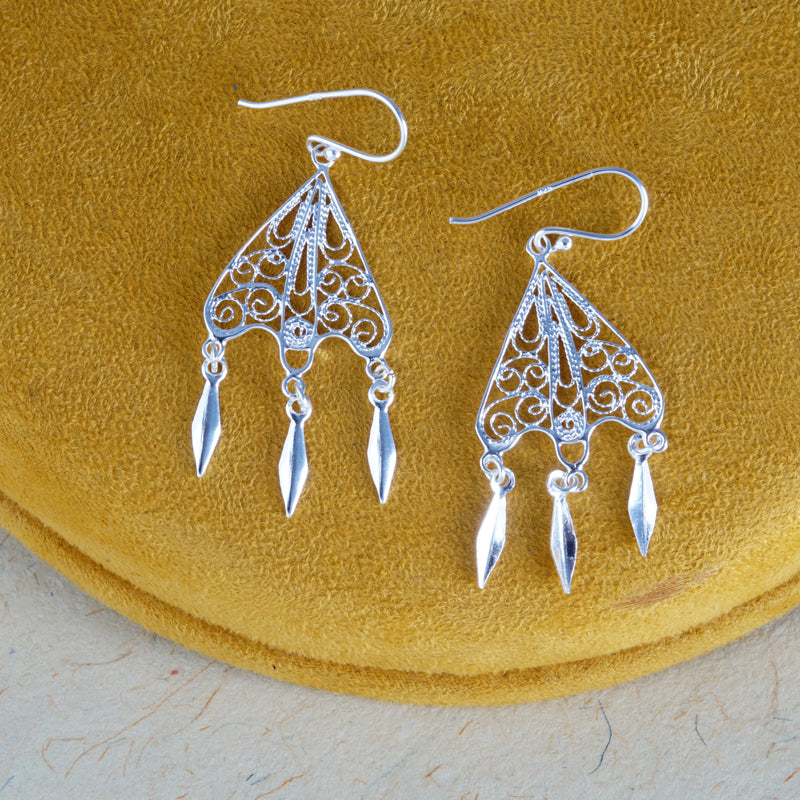 Tribal Link 925 Sterling Silver Earrings