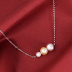 Load image into Gallery viewer, Tri Color Graduating Cultured Pearl 925 Starling Silver Necklace. With adjustable length
