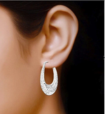 Load image into Gallery viewer, Hand Textured 925 Sterling Silver Hoop Earrings
