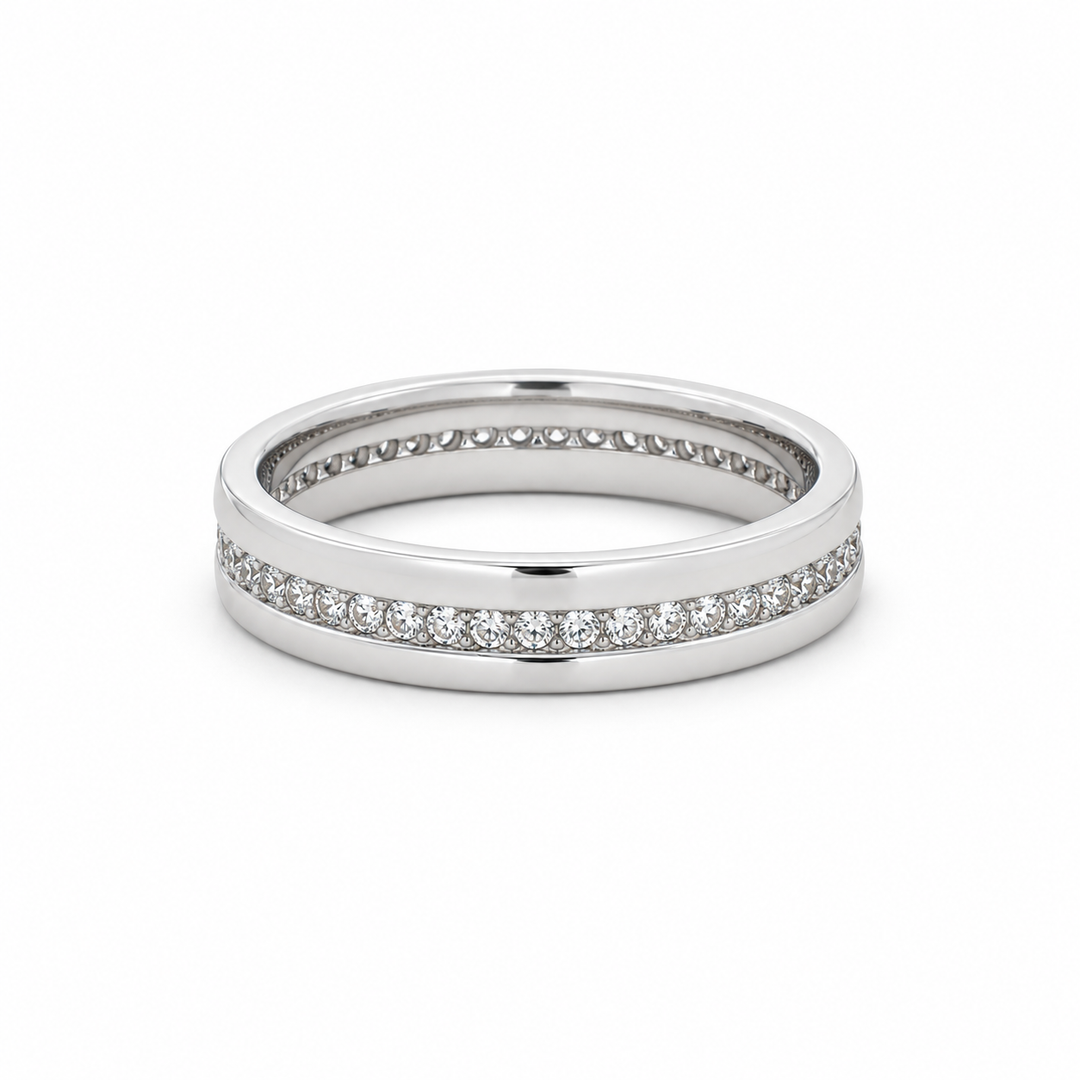 Premium 925 Sterling Silver Full Eternity Ring with Sparkling